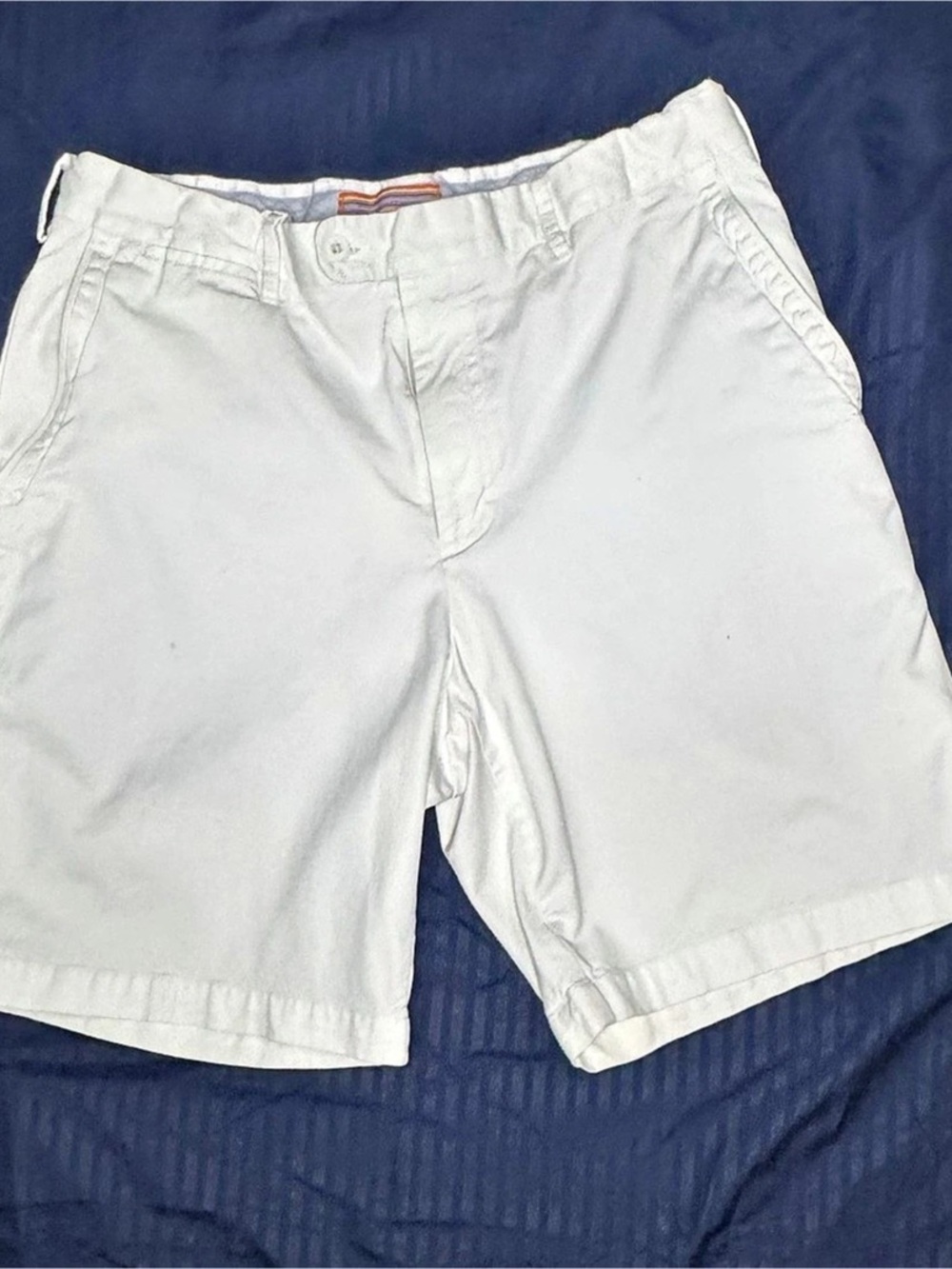 Peter Millar Pima Cotton Flat Front Chino Shorts White Mens Waist 34